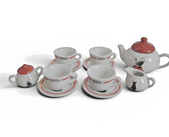 Schylling Other - Schylling Olivia the Pig Porcelain Tea Set 13 Pc Miniature Child Complete EUC